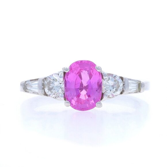 Le Vian Pink Sapphire Diamond Engagement Ring - White Gold 18k Oval 2.27ctw - Picture 1 of 6